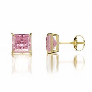 Elegant Pink and Gold Stud Earrings